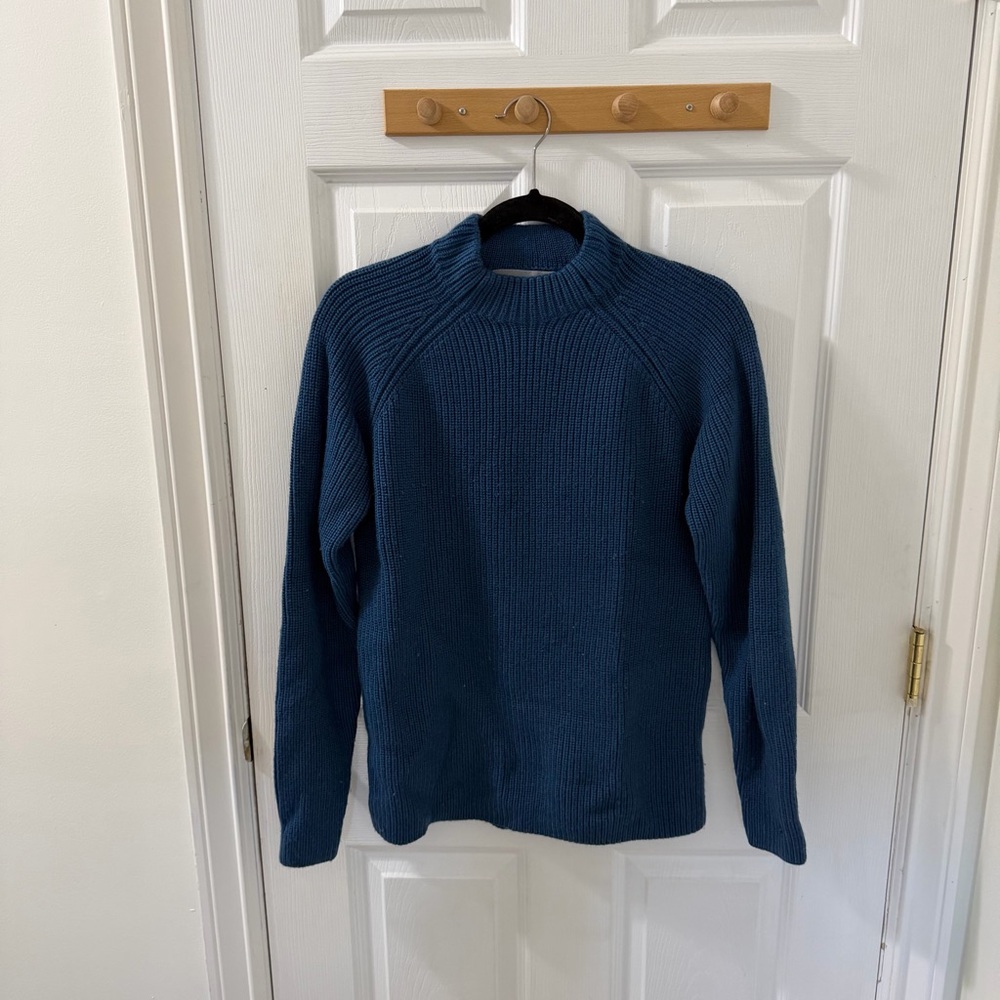 Icebreaker Teal Blue 100% Wool Rib Knit Sweater Small